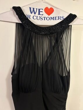Night Way Collections Black Sheer Beaded Halter Camisole